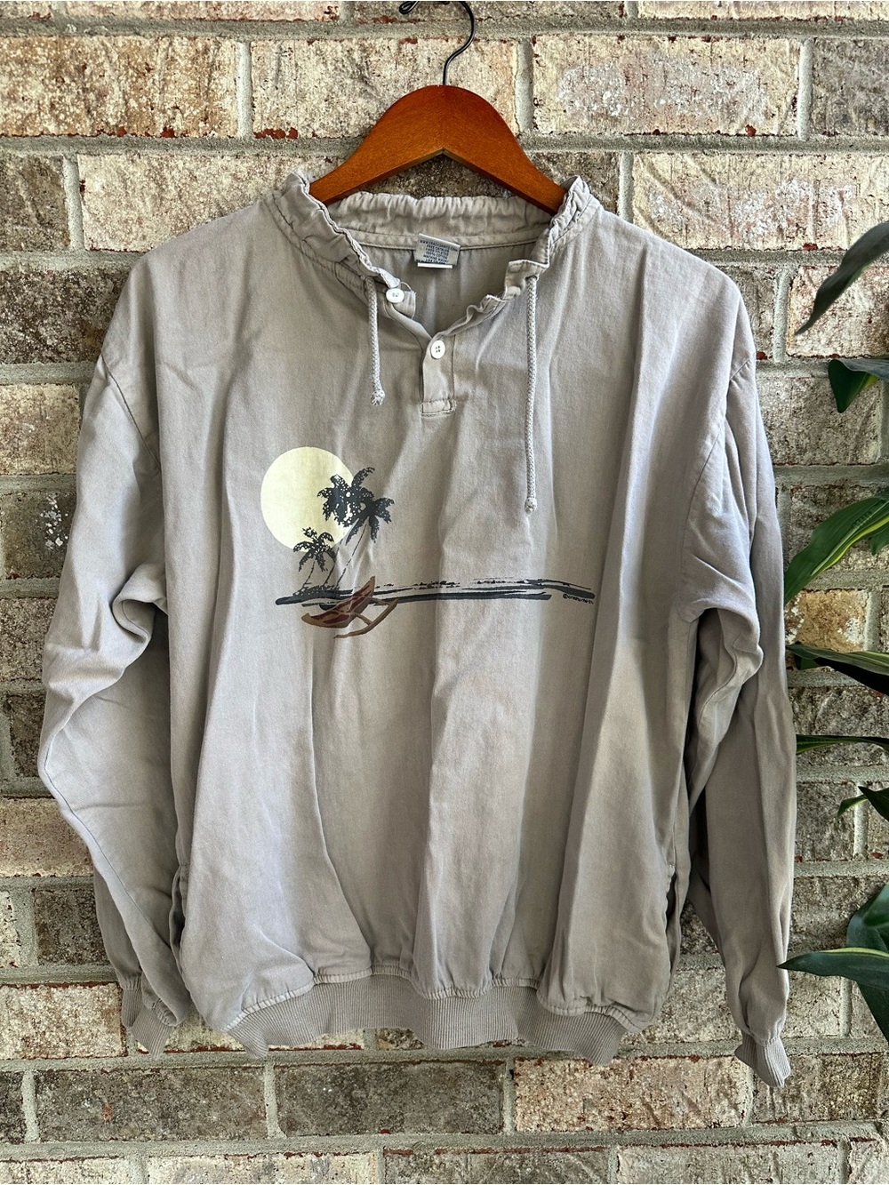 Crazy Shirt Waiting for Sunset Graphic Pullover Shirt - Palm Tree Sunset Design